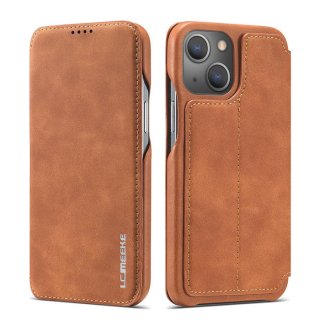 LC.IMEEKE iPhone 13 Wallet Card Slot Magnetic Case Brown