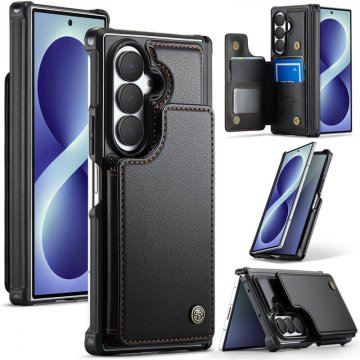 CaseMe Samsung Galaxy Z Fold8 Ultra RFID Blocking Card Holder Case with Kickstand Black