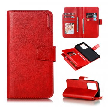 Samsung Galaxy S20 Ultra Wallet 9 Card Slots Magnetic Stand Case Red