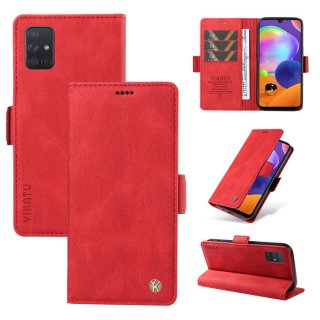 YIKATU Samsung Galaxy A71 4G Skin-touch Wallet Kickstand Case Red