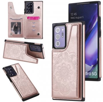 Samsung Galaxy Note 20 Ultra Embossed Wallet Magnetic Stand Case Rose Gold