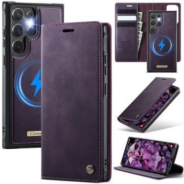 CaseMe Samsung Galaxy S22 Ultra 2-in-1 Magnetic Wallet Case – Wireless Charging & RFID Blocking Purple