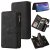 For Samsung Galaxy Note 20 Wallet 15 Card Slots Case with Wrist Strap Black