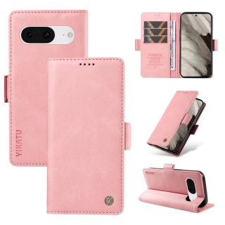 YIKATU Google Pixel 8 Skin-touch Wallet Kickstand Case Pink