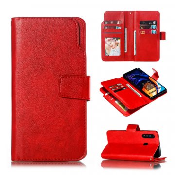 Samsung Galaxy A60 Wallet 9 Card Slots Stand Case Red