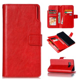 Samsung Galaxy Note 8 Wallet Stand Crazy Horse Leather Case Red