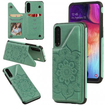 Samsung Galaxy A50 Embossed Wallet Magnetic Stand Case Green