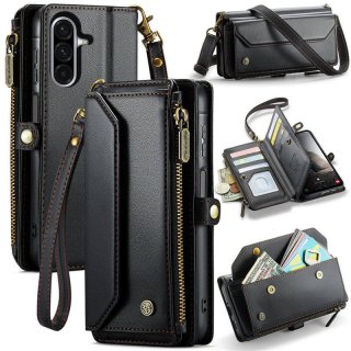 CaseMe Samsung Galaxy A17 Wallet RFID Blocking Crossbody Phone Case Black