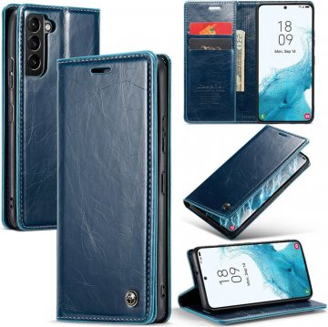 CaseMe Samsung Galaxy S22 Wallet Kickstand Magnetic Flip Case Blue