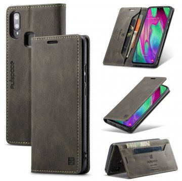 Autspace Samsung Galaxy A40 Wallet Kickstand Magnetic Case Coffee