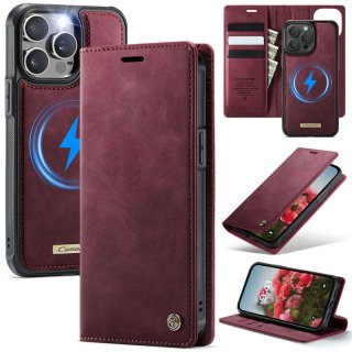CaseMe iPhone 13 Pro 2-in-1 Magnetic Wallet Case – Wireless Charging & RFID Blocking Red