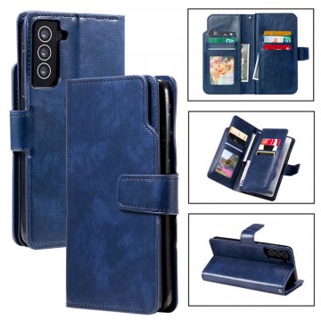 Samsung Galaxy S21 Plus Wallet 9 Card Slots Magnetic Case Blue