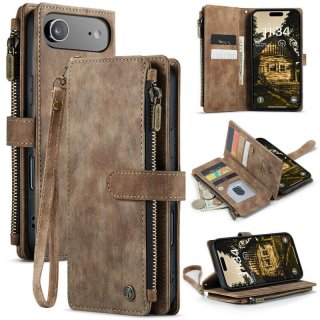 CaseMe iPhone Air Wallet Kickstand Case with Wrist Strap Coffee