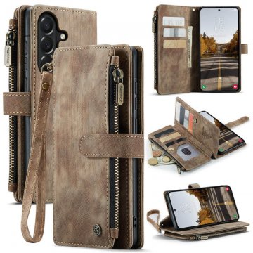 CaseMe Samsung Galaxy A37 Wallet kickstand Case with Wrist Strap Coffee