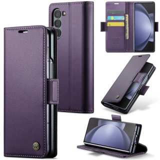 CaseMe Samsung Galaxy Z Fold 5 Wallet RFID Blocking Magnetic Buckle Case Purple