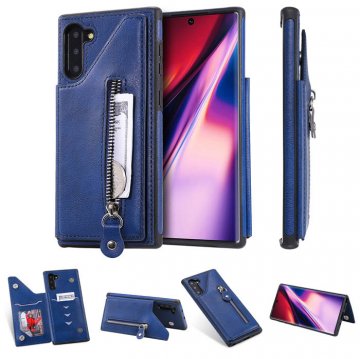 Samsung Galaxy Note 10 Wallet Card Slots Shockproof Cover Blue