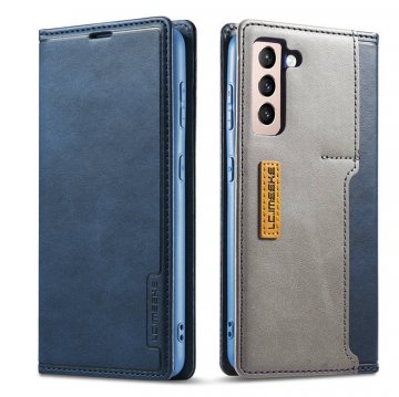 LC.IMEEKE Samsung Galaxy S21 Wallet Magnetic Stand Case with Card Slots Blue