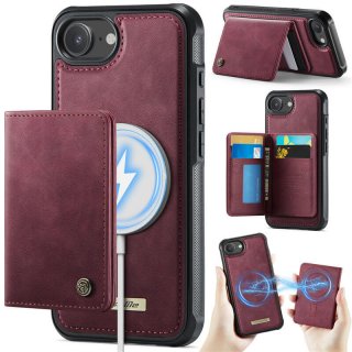 CaseMe iPhone 16e 2-in-1 Detachable Magnetic Wallet Case with RFID Blocking, Card Holder & MagSafe Compatible - Red