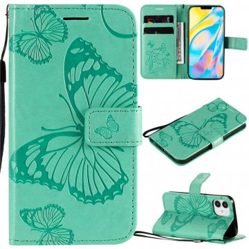iPhone 12 Mini Embossed Butterfly Wallet Magnetic Stand Case Green