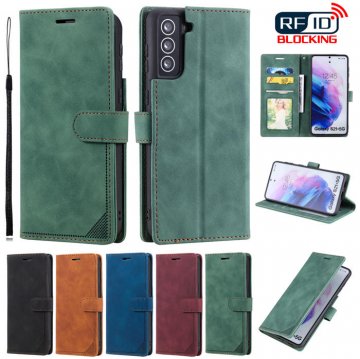 Samsung Galaxy S21 Plus Wallet RFID Blocking Kickstand Case Green