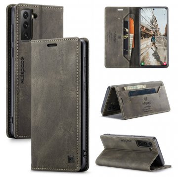 Autspace Samsung Galaxy S21 FE Wallet Kickstand Case Coffee