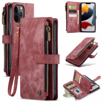CaseMe iPhone 12 Pro Max Wallet Kickstand Retro Case Red