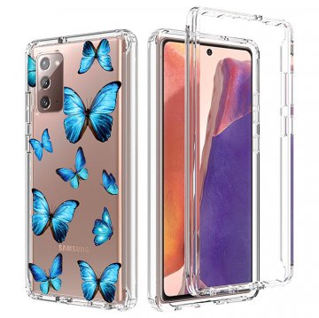 Samsung Galaxy Note 20 Clear Bumper TPU Blue Butterfly Case