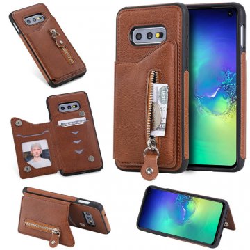 Samsung Galaxy S10e Wallet Magnetic Shockproof Cover Brown