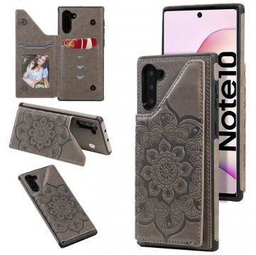 Samsung Galaxy Note 10 Embossed Wallet Magnetic Stand Case Gray