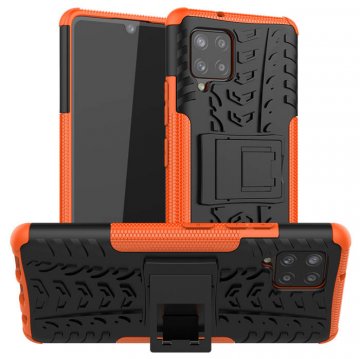 Samsung Galaxy A42 5G Hybrid Rugged PC + TPU Kickstand Case Orange