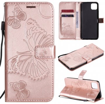 OPPO Realme C11 Embossed Butterfly Wallet Magnetic Stand Case Rose Gold