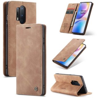 CaseMe OnePlus 8 Pro Wallet Kickstand Magnetic Flip Case Brown