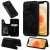 iPhone 12 Pro Embossed Tree Cat Magnetic Clasp Wallet Stand Case Black