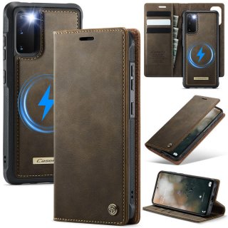 CaseMe Samsung Galaxy S20 2-in-1 Magnetic Wallet Case – Wireless Charging & RFID Blocking Coffee