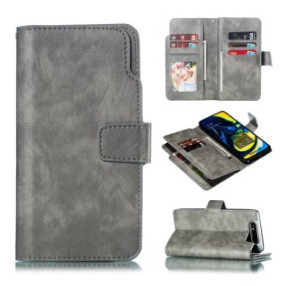 Samsung Galaxy A80 Wallet 9 Card Slots Stand Case Gray