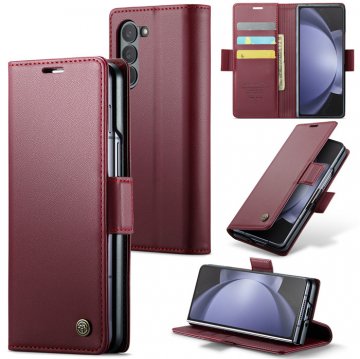 CaseMe Samsung Galaxy Z Fold 5 Wallet RFID Blocking Magnetic Buckle Case Red