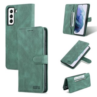 AZNS Samsung Galaxy S21 Wallet Magnetic Kickstand Case Green