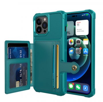 Kickstand Card Holder PU Leather Coated TPU Phone Case Green