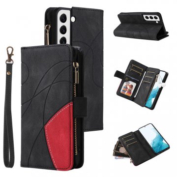 Samsung Galaxy S22 Zipper Wallet Magnetic Stand Case Black