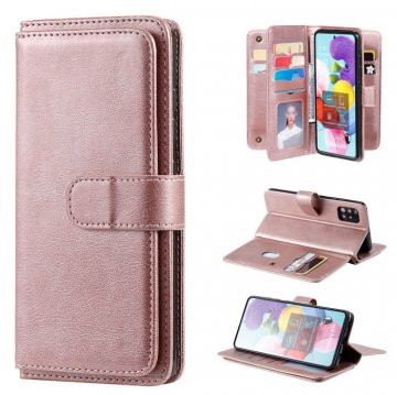 Samsung Galaxy A51 Multi-function 10 Card Slots Wallet Case Rose Gold