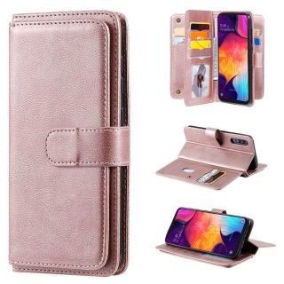Samsung Galaxy A50 Multi-function 10 Card Slots Wallet Case Rose Gold