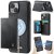 CaseMe iPhone 14 2-in-1 Detachable Magnetic Wallet Case with RFID Blocking, Card Holder & MagSafe Compatible - Black