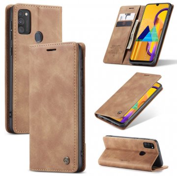 CaseMe Samsung Galaxy M30S/M21 Wallet Kickstand Case Brown