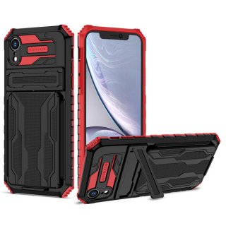 iPhone XR Card Slot Kickstand Drop-proof TPU + PC Case Red