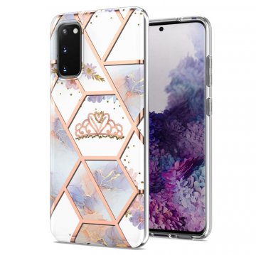 Samsung Galaxy S20 Flower Pattern Marble Electroplating TPU Case Crown