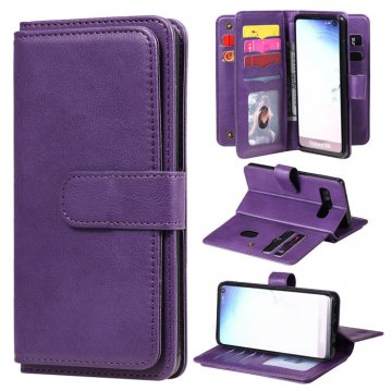 Samsung Galaxy S10 Multi-function 10 Card Slots Wallet Case Violet
