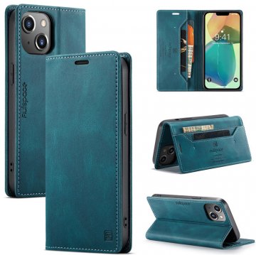 Autspace iPhone 14 Plus RFID Blocking Wallet Magnetic Case Blue