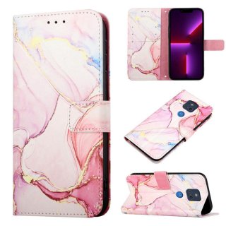Marble Pattern Moto G Play 2021 Wallet Stand Case Rose Gold