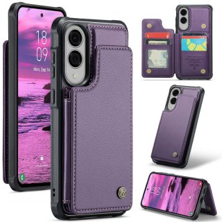 CaseMe Samsung Galaxy S25 Edge RFID Blocking Card Holder Kickstand Case Purple