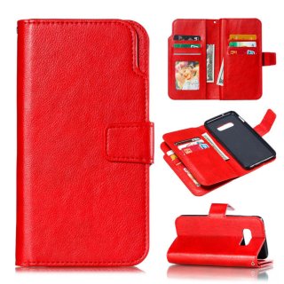 Samsung Galaxy S10e Wallet 9 Card Slots Stand Case Red